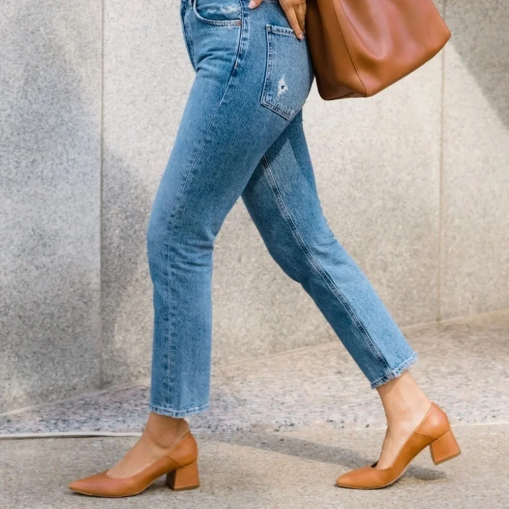 Nisolo Fiorela Go To Leather Mid Heel Caramel Size 9.5